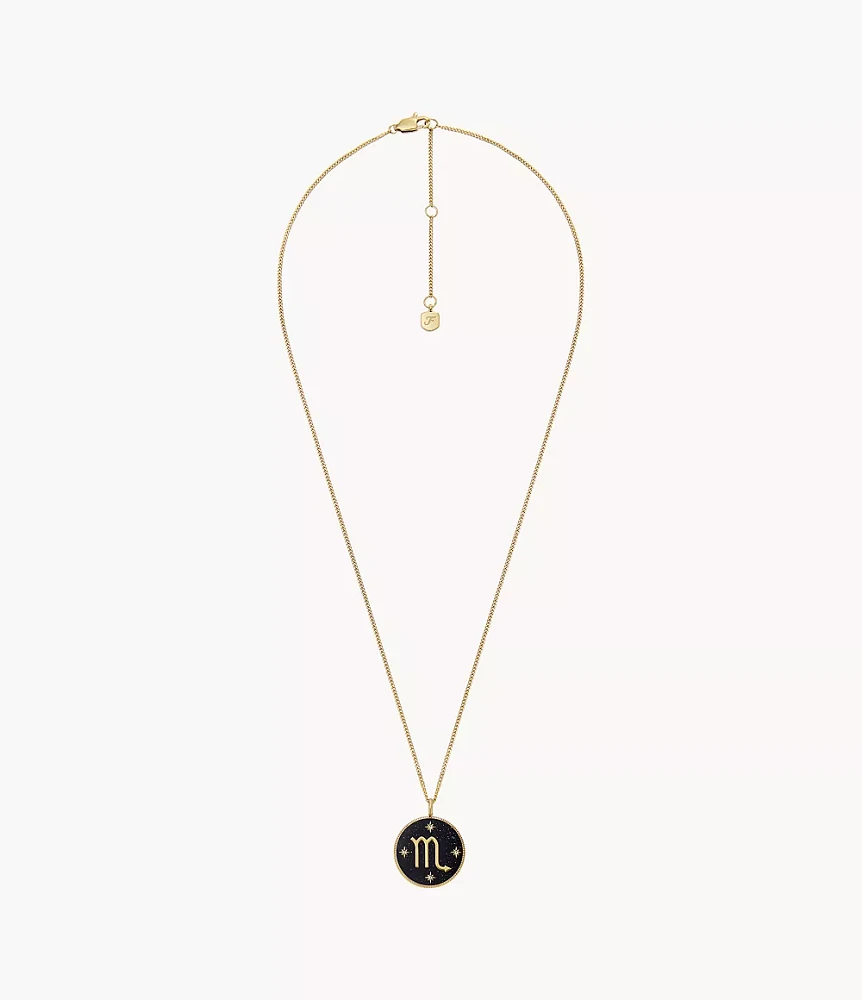 Scorpio Sutton Zodiac Gold-Tone Stainless Steel Black Sandstone Pendant Necklace