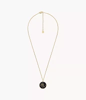 Scorpio Sutton Zodiac Gold-Tone Stainless Steel Black Sandstone Pendant Necklace