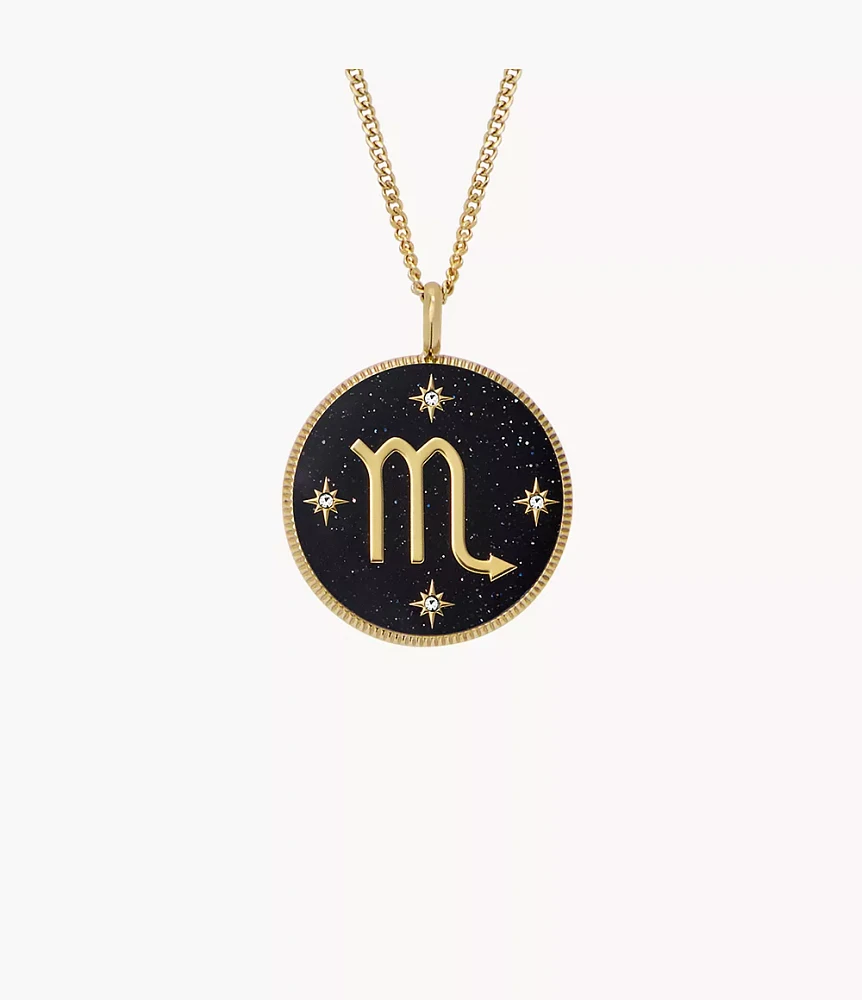 Scorpio Sutton Zodiac Gold-Tone Stainless Steel Black Sandstone Pendant Necklace