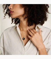 Scorpio Sutton Zodiac Gold-Tone Stainless Steel Black Sandstone Pendant Necklace