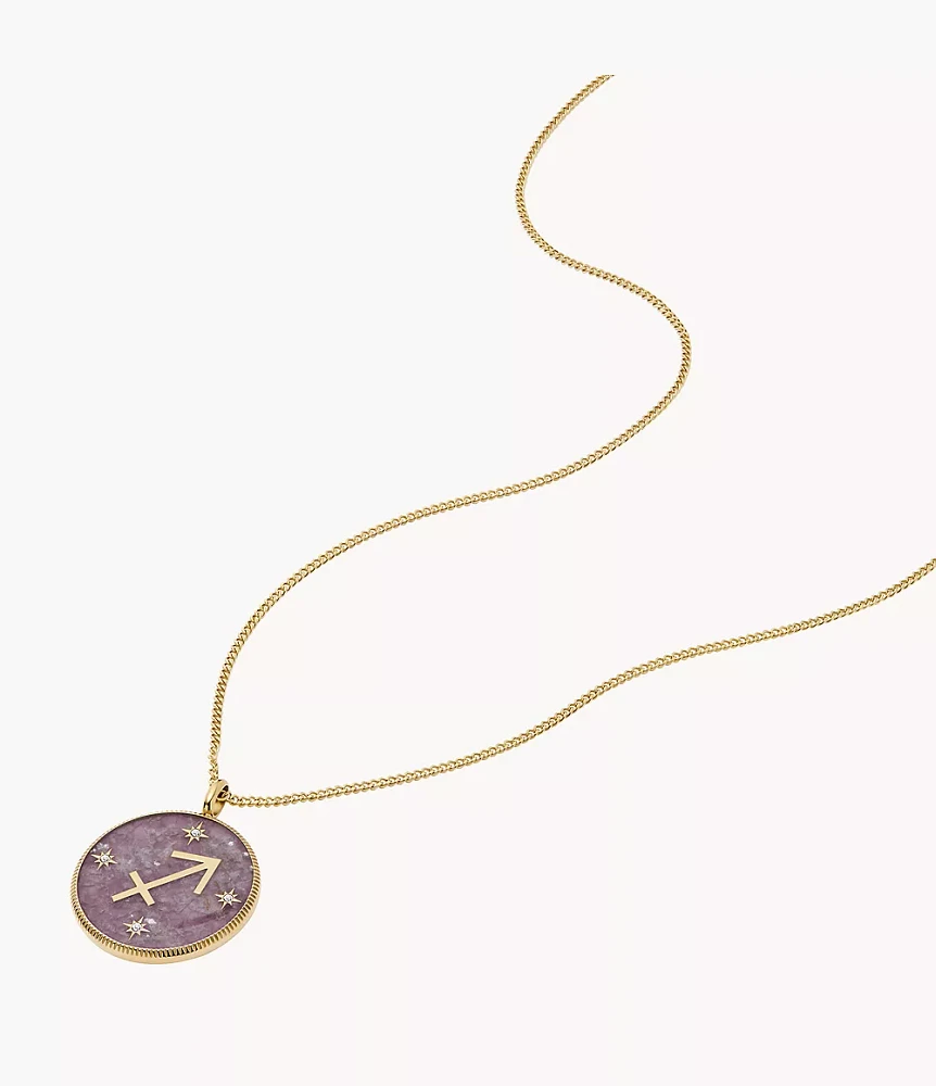 Sagittarius Sutton Zodiac Gold-Tone Stainless Steel Purple Amethyst Pendant Necklace