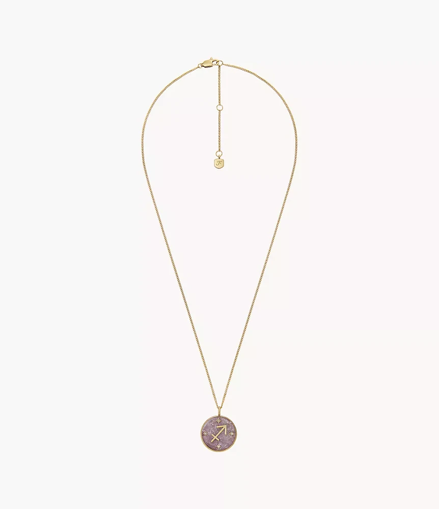Sagittarius Sutton Zodiac Gold-Tone Stainless Steel Purple Amethyst Pendant Necklace