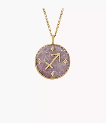 Sagittarius Sutton Zodiac Gold-Tone Stainless Steel Purple Amethyst Pendant Necklace
