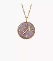 Sagittarius Sutton Zodiac Gold-Tone Stainless Steel Purple Amethyst Pendant Necklace