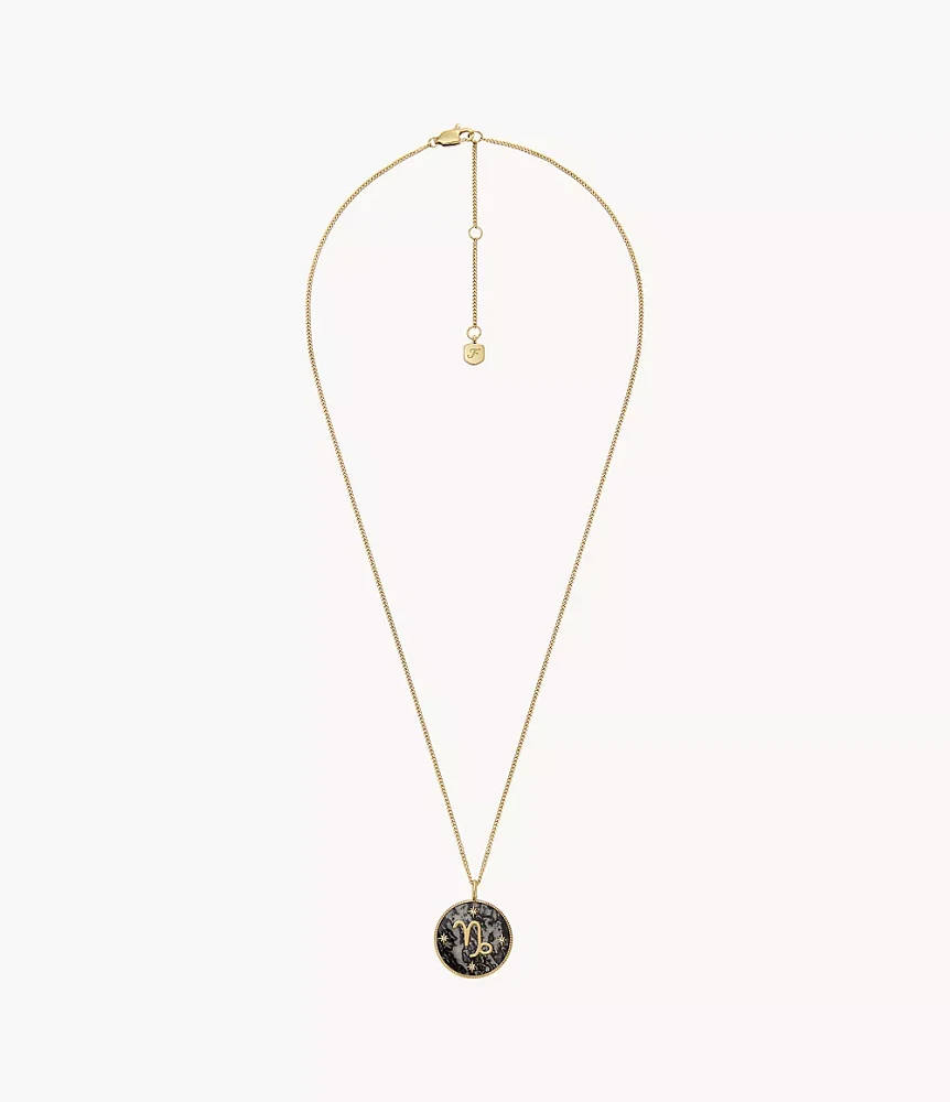 Capricorn Sutton Zodiac Gold-Tone Stainless Steel Gray Hematite Pendant Necklace