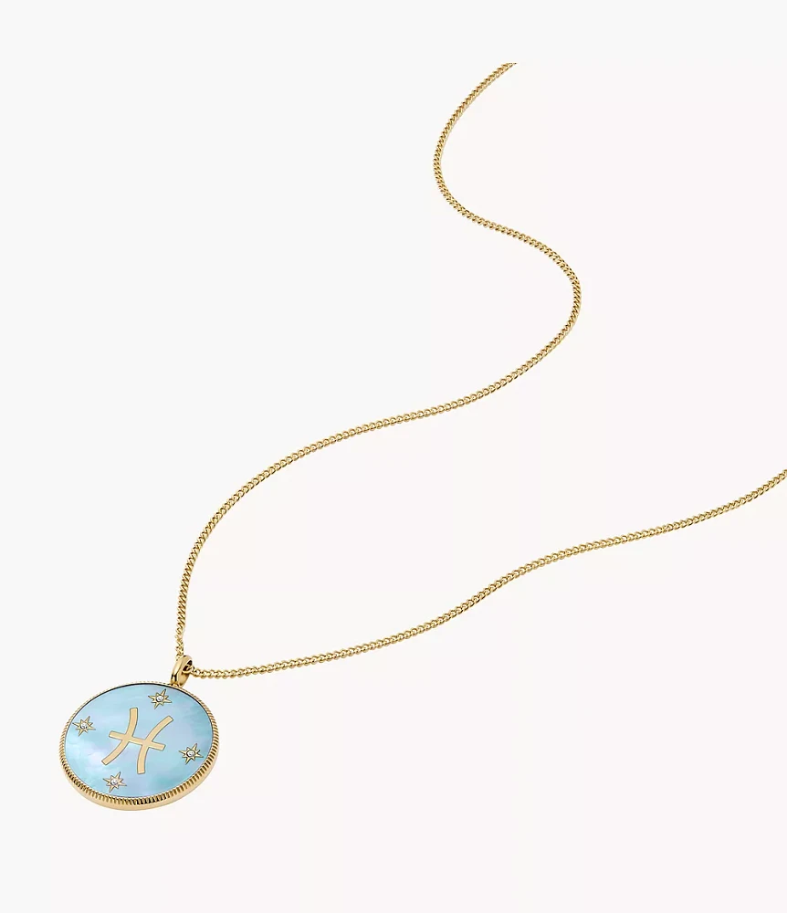 Pisces Sutton Zodiac Gold-Tone Stainless Steel Green Mother-of-Pearl Pendant Necklace