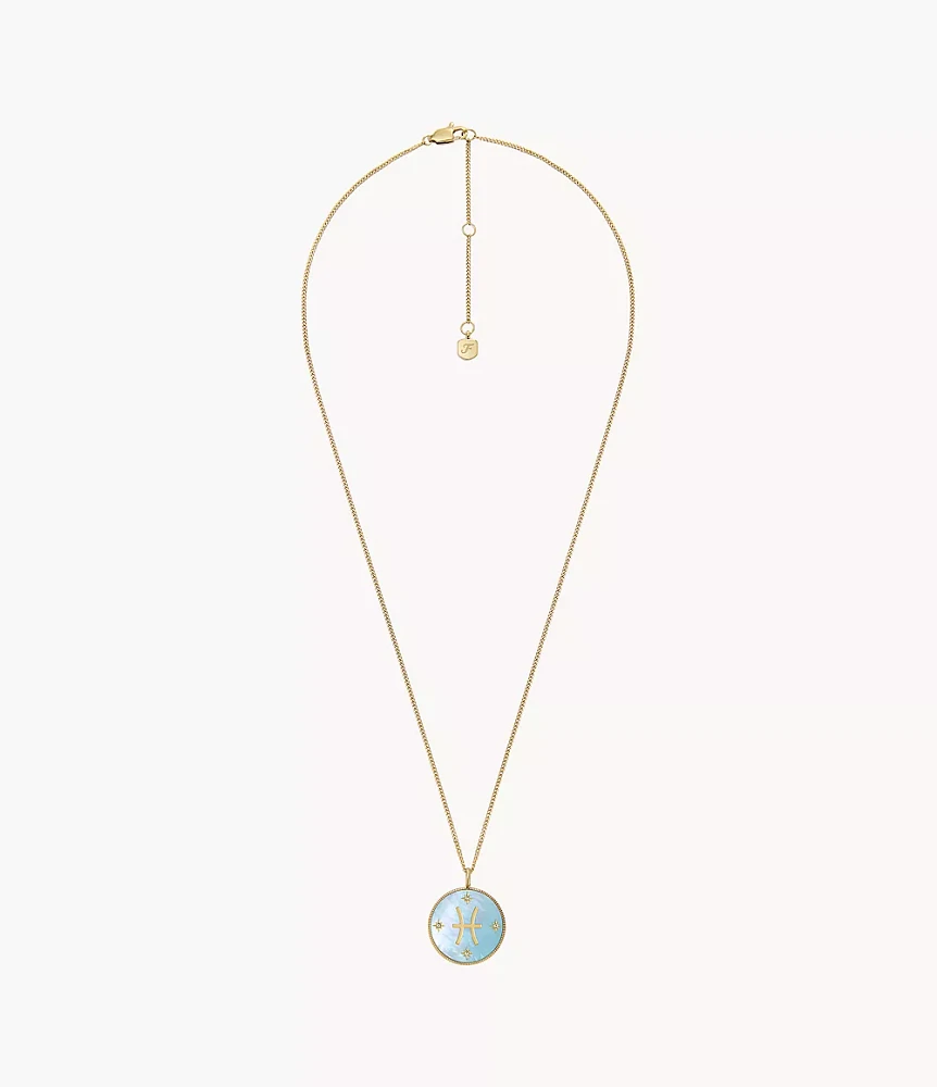 Pisces Sutton Zodiac Gold-Tone Stainless Steel Green Mother-of-Pearl Pendant Necklace