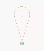 Pisces Sutton Zodiac Gold-Tone Stainless Steel Green Mother-of-Pearl Pendant Necklace