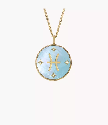 Pisces Sutton Zodiac Gold-Tone Stainless Steel Green Mother-of-Pearl Pendant Necklace