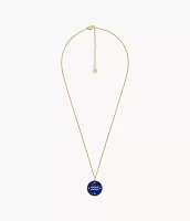 Aquarius Sutton Zodiac Gold-Tone Stainless Steel Blue Lapis Pendant Necklace