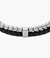 Townsman Beads Black Leather Multi-Strand Bracelet
