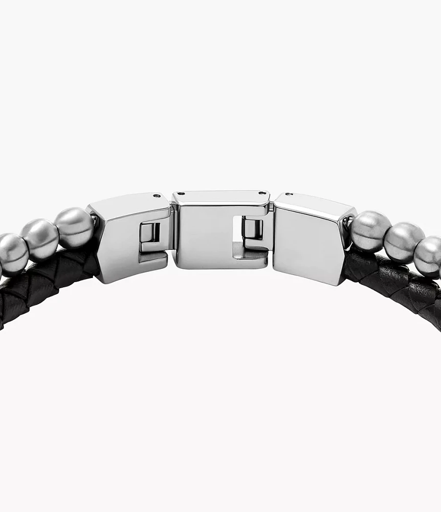 Townsman Beads Black Leather Multi-Strand Bracelet