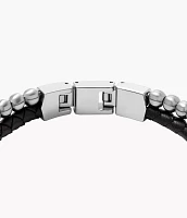 Townsman Beads Black Leather Multi-Strand Bracelet