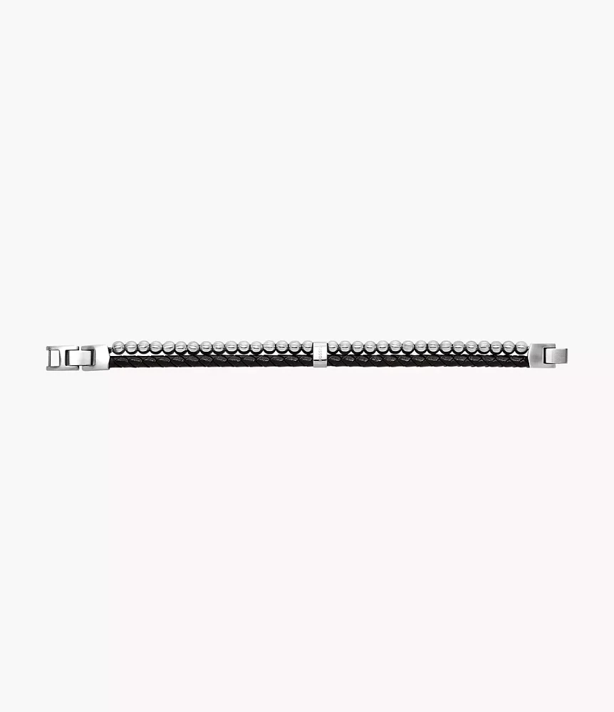 Townsman Beads Black Leather Multi-Strand Bracelet