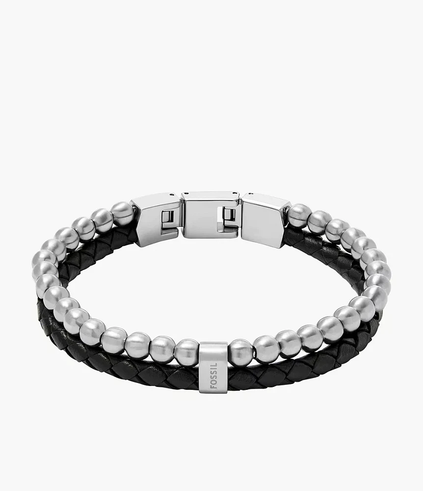 Townsman Beads Black Leather Multi-Strand Bracelet