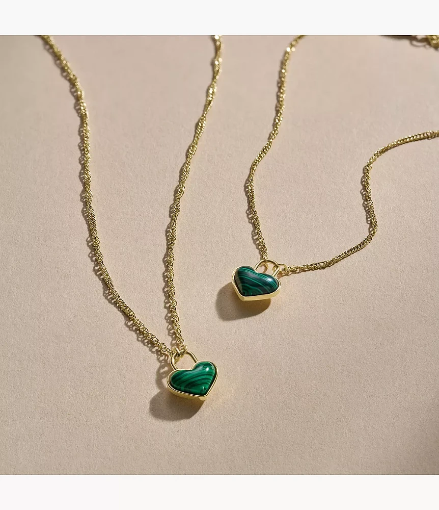 Sutton Modern Meadows Reconstituted Malachite Heart Chain Bracelet