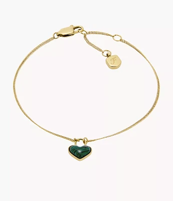Sutton Modern Meadows Reconstituted Malachite Heart Chain Bracelet