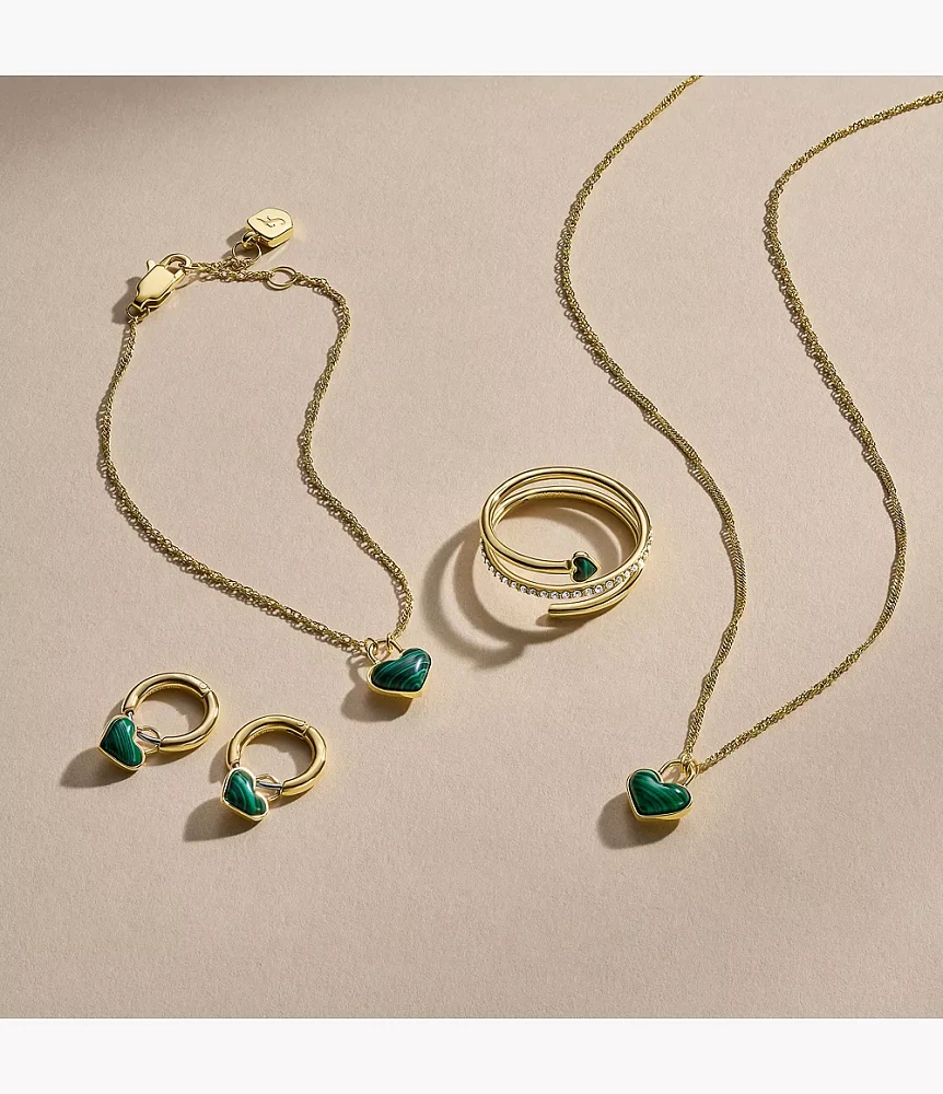 Sutton Modern Meadows Reconstituted Malachite Heart Hoop Earrings