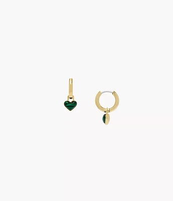 Sutton Modern Meadows Reconstituted Malachite Heart Hoop Earrings