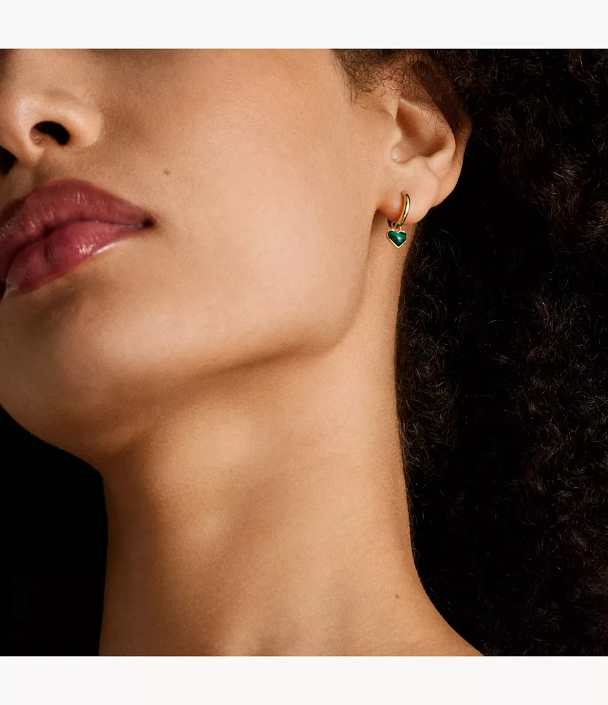 Sutton Modern Meadows Reconstituted Malachite Heart Hoop Earrings