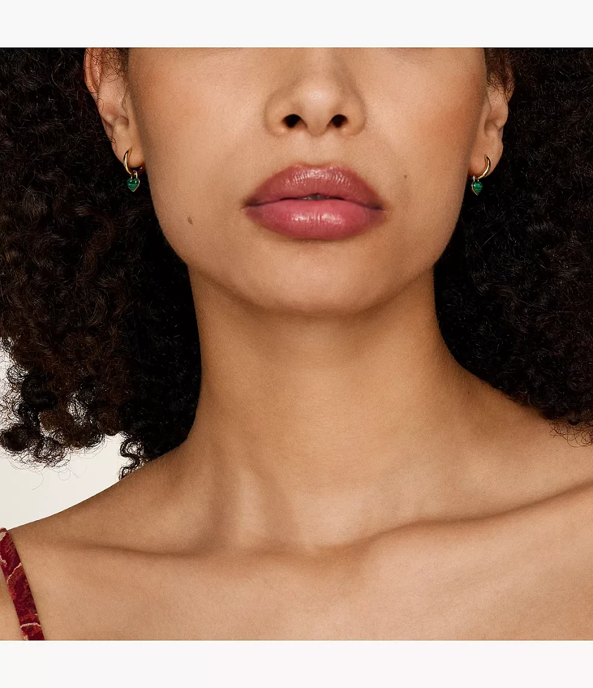 Sutton Modern Meadows Reconstituted Malachite Heart Hoop Earrings