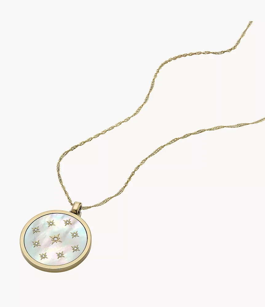 Merrit Classic Mother-of-Pearl Gold-Tone Stainless Steel Pendant Necklace