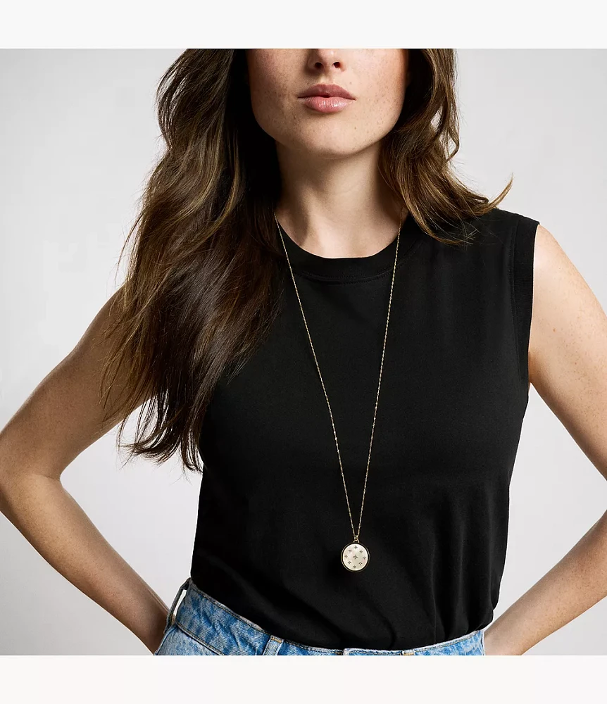 Merrit Classic Mother-of-Pearl Gold-Tone Stainless Steel Pendant Necklace