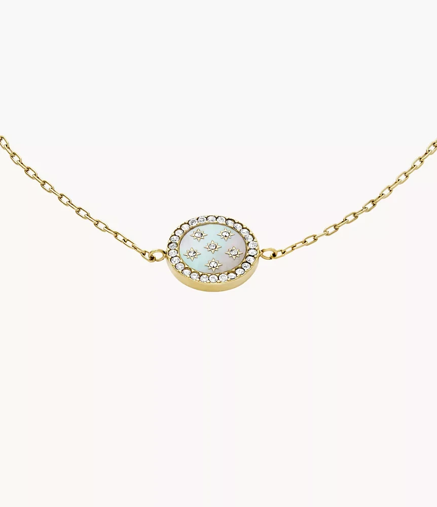 Merrit Classic Mother-of-Pearl Gold-Tone Stainless Steel Station Bracelet