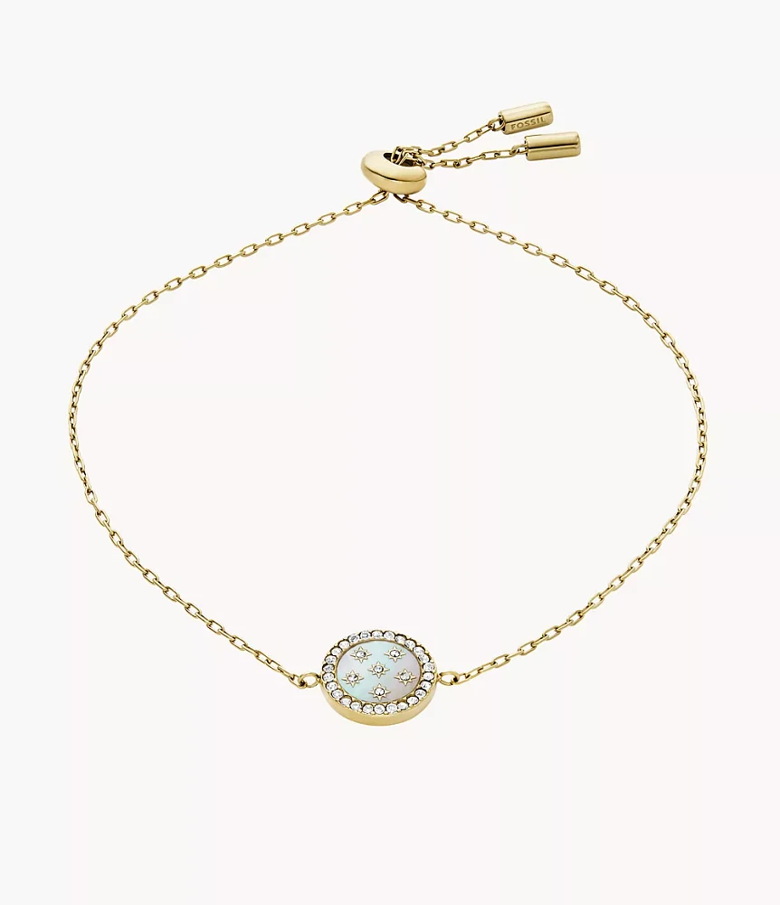 Merrit Classic Mother-of-Pearl Gold-Tone Stainless Steel Station Bracelet