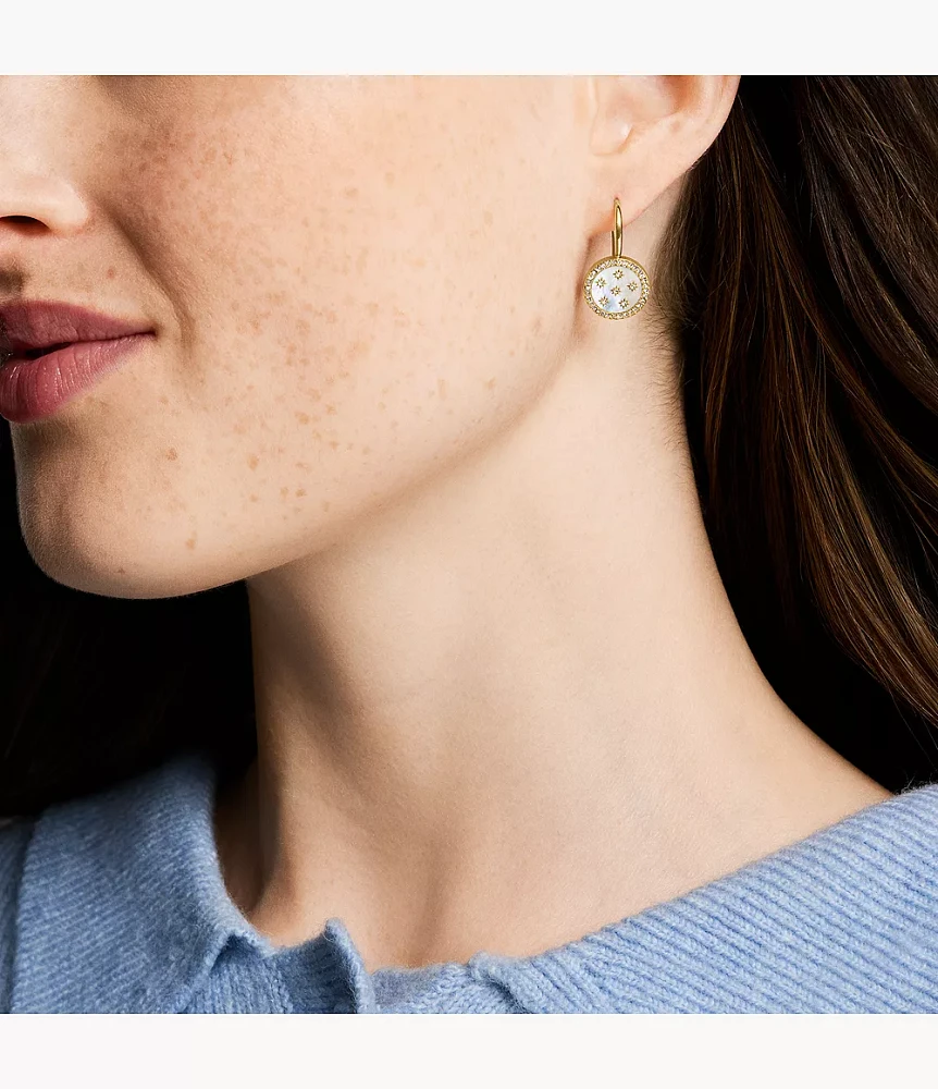 Merrit Classic Mother-of-Pearl Gold-Tone Stainless Steel Drop Earrings