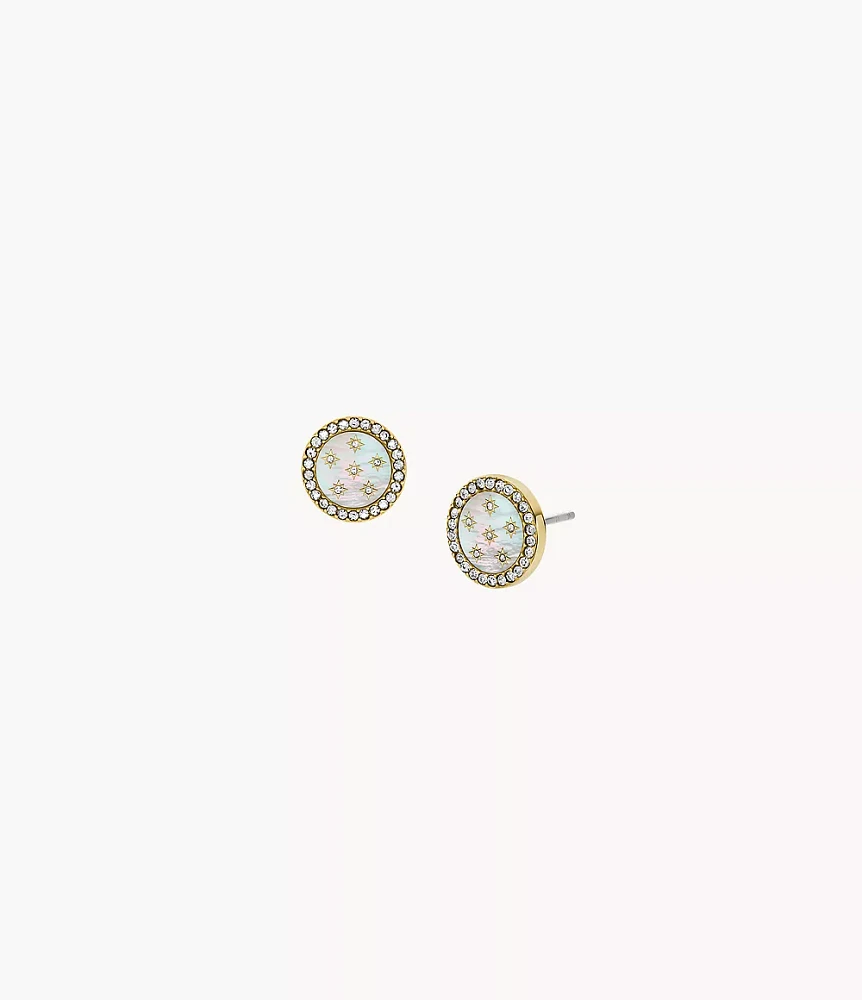 Merrit Classic Mother-of-Pearl Gold-Tone Stainless Steel Stud Earrings