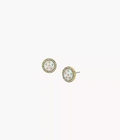 Merrit Classic Mother-of-Pearl Gold-Tone Stainless Steel Stud Earrings