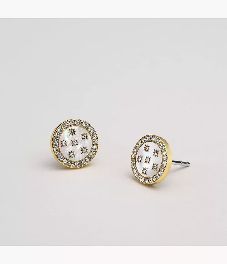 Merrit Classic Mother-of-Pearl Gold-Tone Stainless Steel Stud Earrings