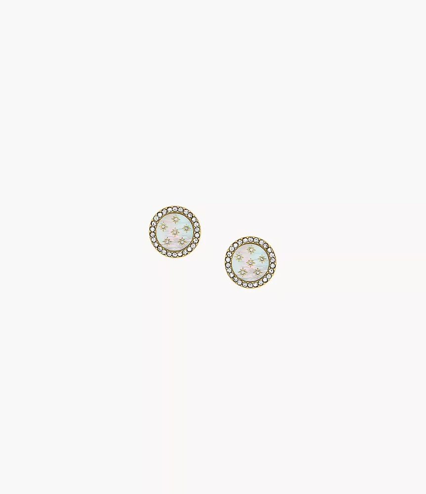 Merrit Classic Mother-of-Pearl Gold-Tone Stainless Steel Stud Earrings