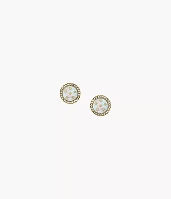 Merrit Classic Mother-of-Pearl Gold-Tone Stainless Steel Stud Earrings