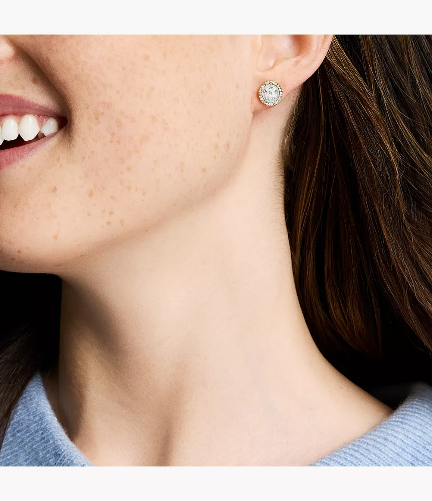 Merrit Classic Mother-of-Pearl Gold-Tone Stainless Steel Stud Earrings