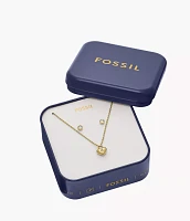 Sadie Gold-Tone Stainless Steel Heart Necklace and Earrings Gift Set