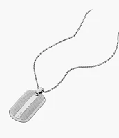 Machine Knurled Texture Stainless Steel Dog Tag Necklace