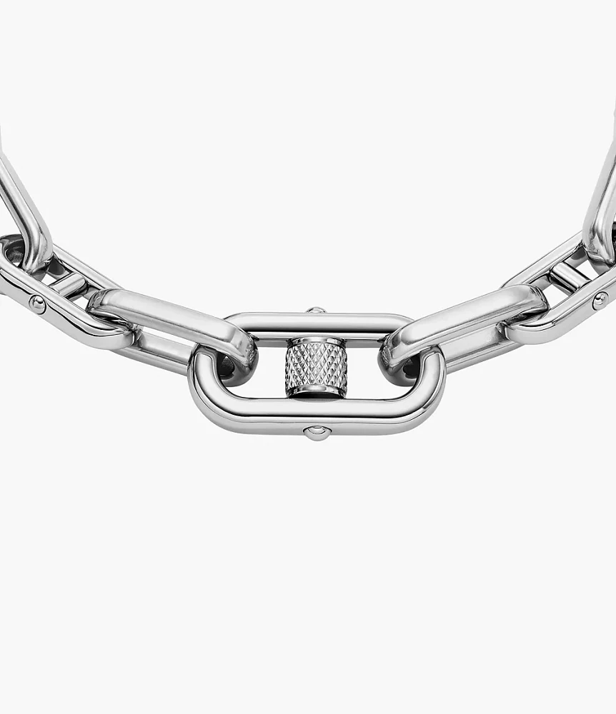 Machine Knurled Texture Stainless Steel Chain Bracelet