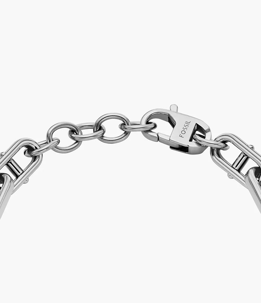 Machine Knurled Texture Stainless Steel Chain Bracelet