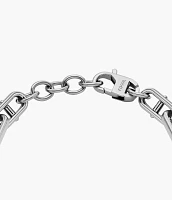 Machine Knurled Texture Stainless Steel Chain Bracelet