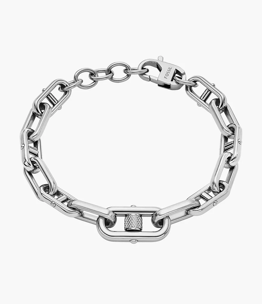 Machine Knurled Texture Stainless Steel Chain Bracelet