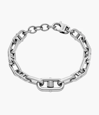 Machine Knurled Texture Stainless Steel Chain Bracelet