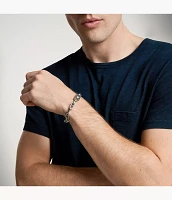 Machine Knurled Texture Stainless Steel Chain Bracelet