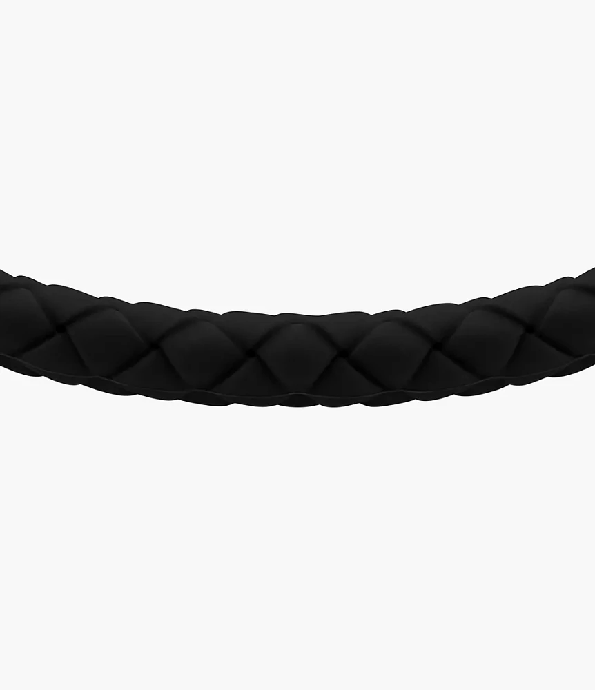 Machine Knurled Texture Black Silicone Station Bracelet