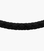 Machine Knurled Texture Black Silicone Station Bracelet
