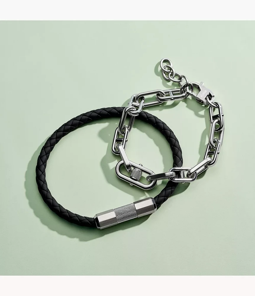 Machine Knurled Texture Black Silicone Station Bracelet