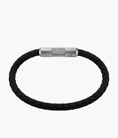 Machine Knurled Texture Black Silicone Station Bracelet