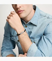 Machine Knurled Texture Black Silicone Station Bracelet
