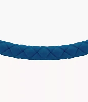 Machine Knurled Texture Navy Silicone Station Bracelet